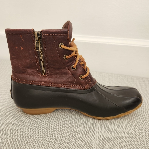 Sperry Top Sider Size 10 Duck Boots Leather Rubber Rain Snow Waterproof Women - Picture 7 of 14